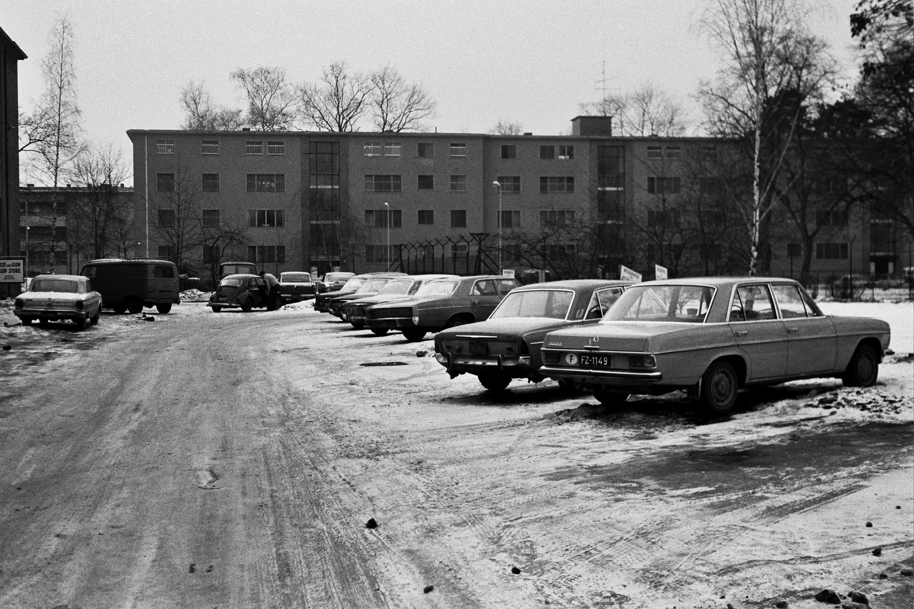 Unmarked cars outside of 287th MP Co.